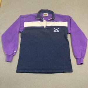 Scotland Rugby Shirt Mens Large Heavy Cotton Barbarian Jersey Long Sleeve Polo